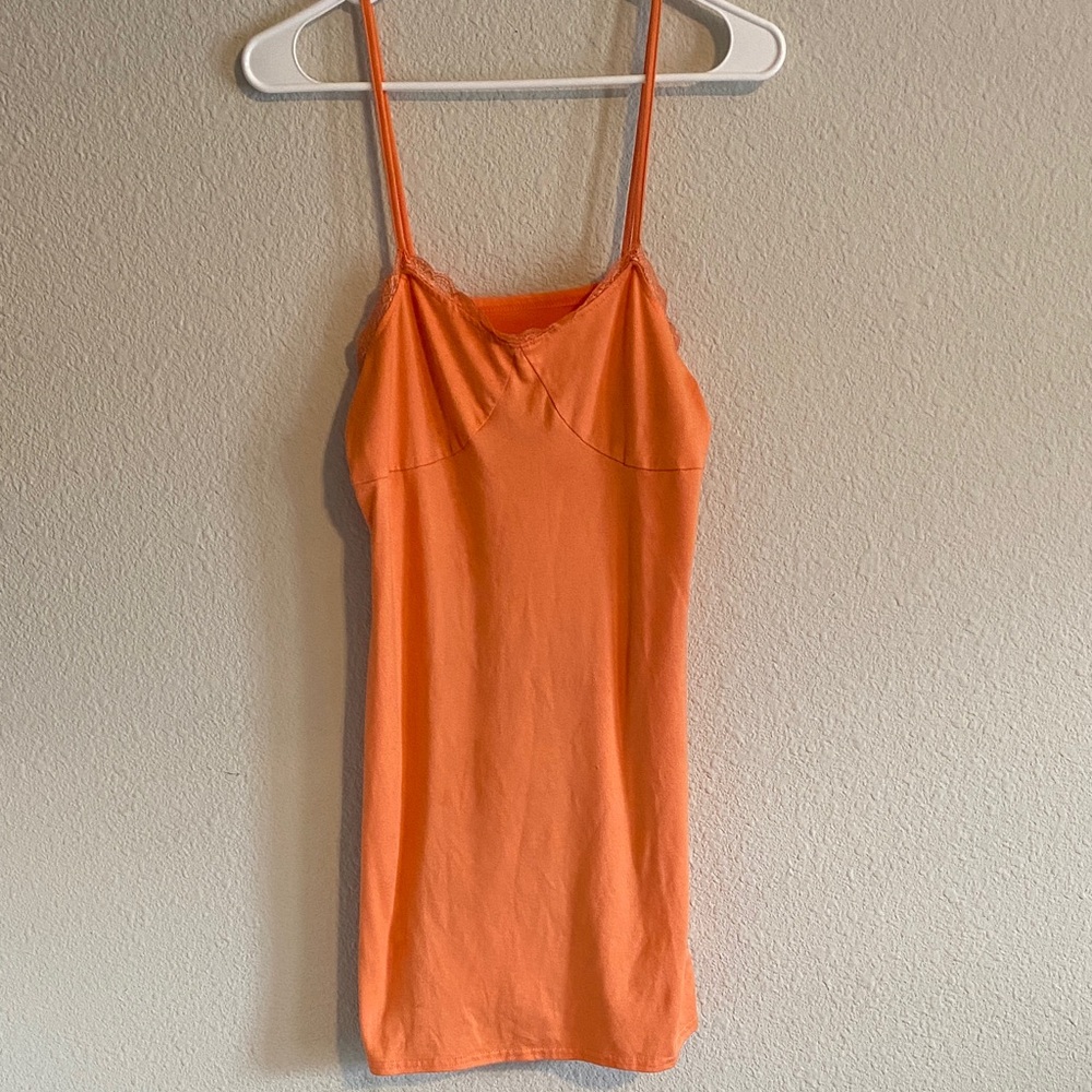 Orange Spaghetti Strap Lace Pajamas